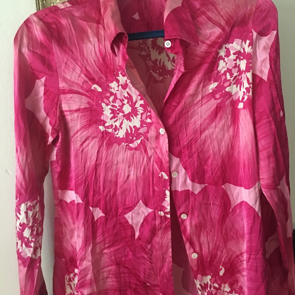 Theory silk blouse L beautiful